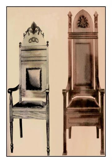 Odd Fellows: Small Size Chairs 12x18 Giclee on canvas