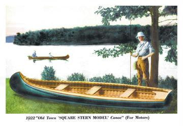 Square Stern Model&#39; Canoe 12x18 Giclee on canvas