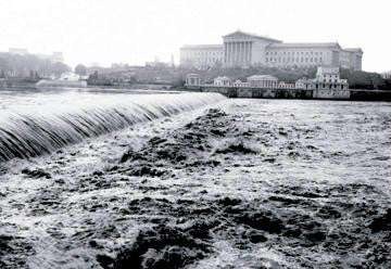 Waterfalls with Art Museum in Distance  Philadelphia  PA 12x18 Giclee on canvas