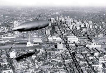 Zeppelin Above Philadelphia 12x18 Giclee on canvas