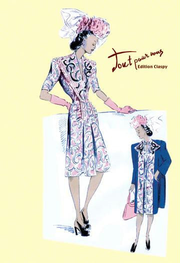 Paisley Dress with Hat  Gloves and Jacket 12x18 Giclee on canvas