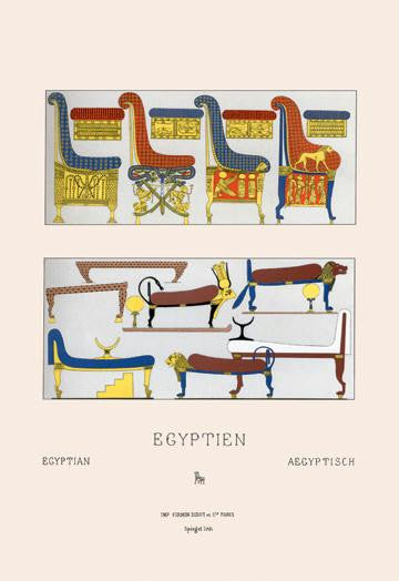 Egyptian Furniture - Beds  Couches  and Thrones 12x18 Giclee on canvas