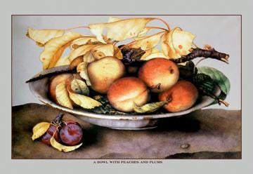 A Bowl with Peaches and Plums 12x18 Giclee on canvas