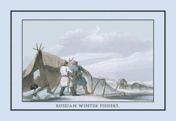 Russian Winter Fishing 12x18 Giclee on canvas