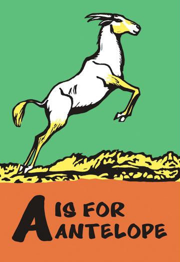 A is for Antelope 12x18 Giclee on canvas