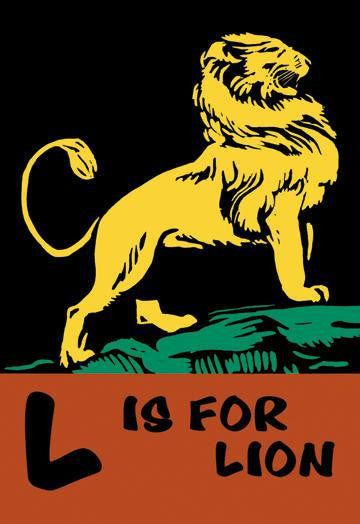 L is for Lion 12x18 Giclee on canvas