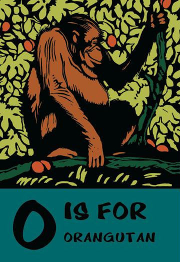 O is for Orangutang 12x18 Giclee on canvas