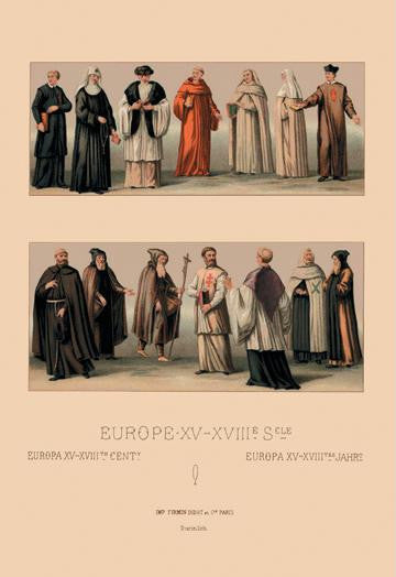 Clerical Costumes of the Fifteenth Through Eighteenth Centuries 12x18 Giclee on canvas