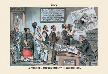 Puck Magazine: A Modern Improvement in Journalism 12x18 Giclee on canvas