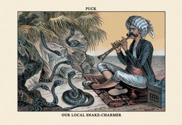 Puck Magazine: Our Local Snake-Charmer 12x18 Giclee on canvas