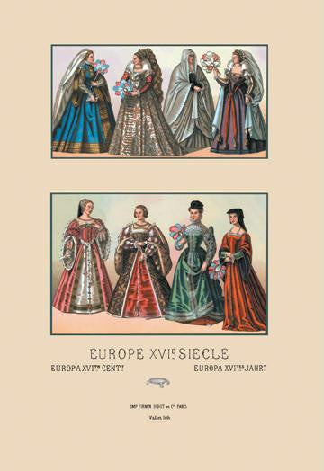 Feminine Dress of the French and Italian Aristocracy  Sixteenth Century 12x18 Giclee on canvas