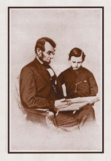 Lincoln and his Son  Tad 12x18 Giclee on canvas