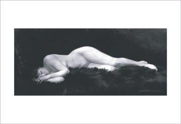 Asleep on a Fur Rug 12x18 Giclee on canvas