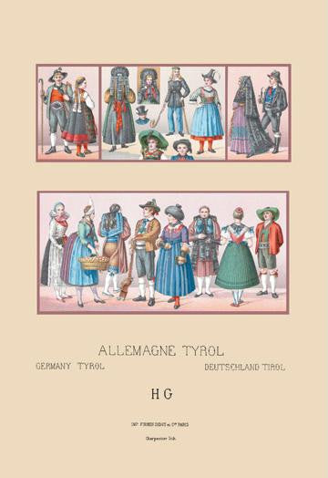 Costumes of Tyrol  Germany 12x18 Giclee on canvas