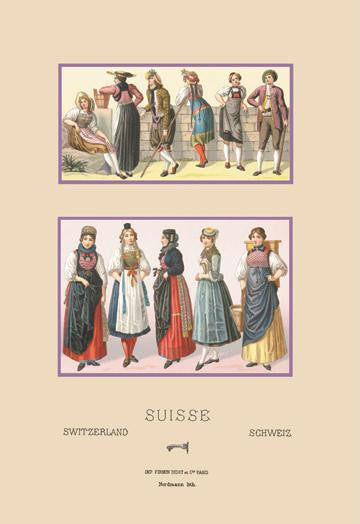 A Variety of Swiss Fashions 12x18 Giclee on canvas