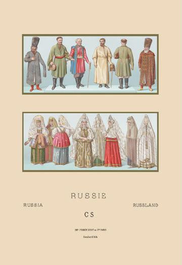 Russian Historical Figures and Popular Costumes #1 12x18 Giclee on canvas