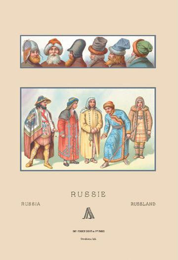 Masculine Fashions of Russia 12x18 Giclee on canvas