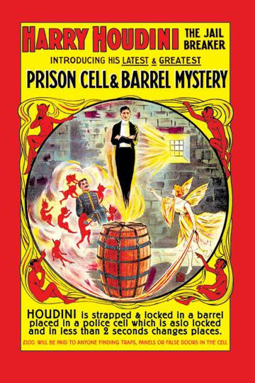 Harry Houdini - The Jail Breaker 12x18 Giclee on canvas