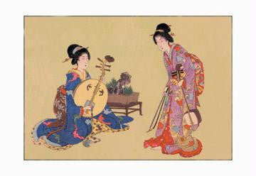 Geisha Musicians 12x18 Giclee on canvas