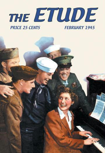 The Etude: Servicemen and Pianist 12x18 Giclee on canvas