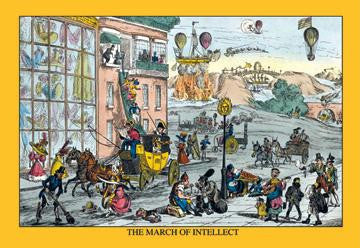 The March of Intellect - Turn of the Century Illustration of new fangled inventions 12x18 Giclee on canvas