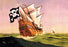 A Pirate Ship With Sails All Set 12x18 Giclee on canvas