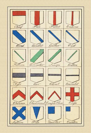 Heraldic Ordinaries - Chief  Pale  Pallet  et al. 12x18 Giclee on canvas