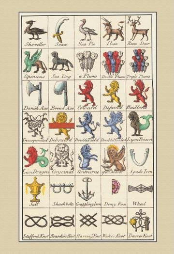 Heraldic Symbols - Shoveller  Seax  et al. 12x18 Giclee on canvas