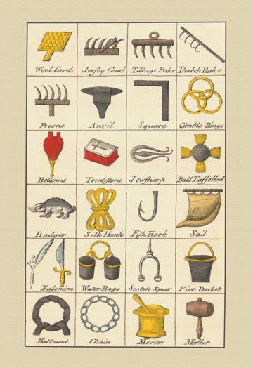 Heraldic Symbols - Wool Card  Jersey Comb  et al. 12x18 Giclee on canvas