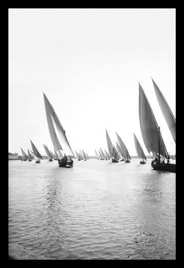 Fleet of Native Boats on the Nile 12x18 Giclee on canvas