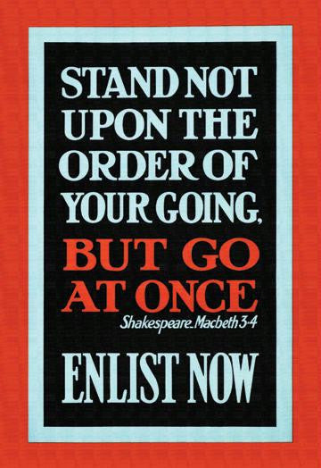 Stand Not But Go at Once. Enlist Now 12x18 Giclee on canvas