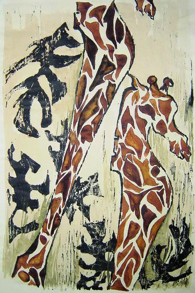 Giraffes 12x18 Giclee on canvas