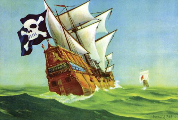 Pirate Ship 12x18 Giclee on canvas