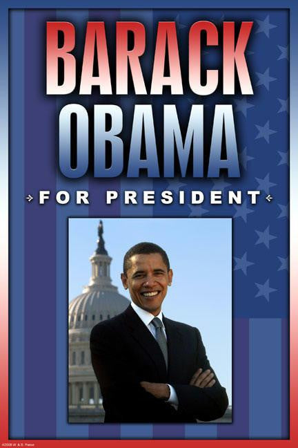 Barrack Obama for President 12x18 Giclee on canvas