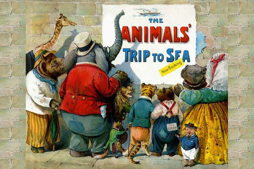 The Animals Trip to the Sea 12x18 Giclee on canvas