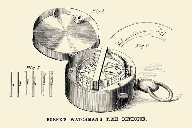 Buerk&#39;s Watchman&#39;s Time Detector 12x18 Giclee on canvas