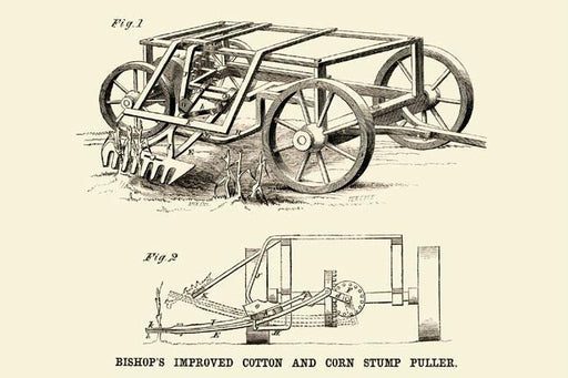 Bishop&#39;s Improved Cotton and Corn Stump Puller 12x18 Giclee on canvas