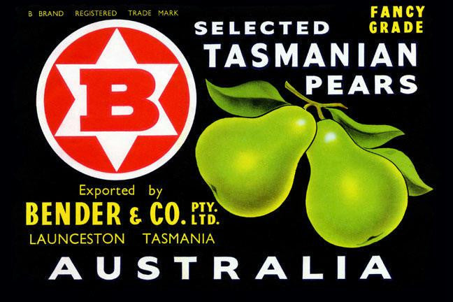 Bender & Co. Selected Tasmanian Pears 12x18 Giclee on canvas