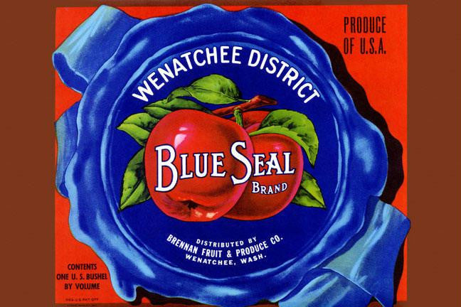 Wenatchee District Blue Seal Brand Apples 12x18 Giclee on canvas