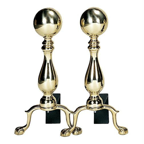 Solid Brass Medium Ball Andiron