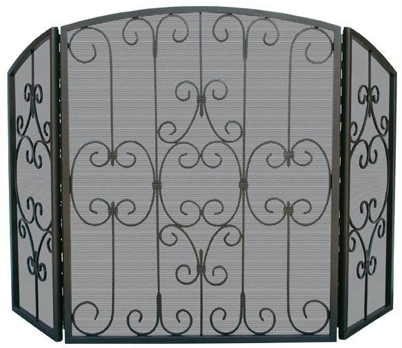 3 Fold Graphhite Screen With Decorative Scrollwork