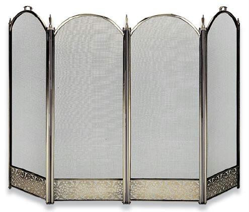 4 Fold Antique Brass  Screen W- Decorative Filigree