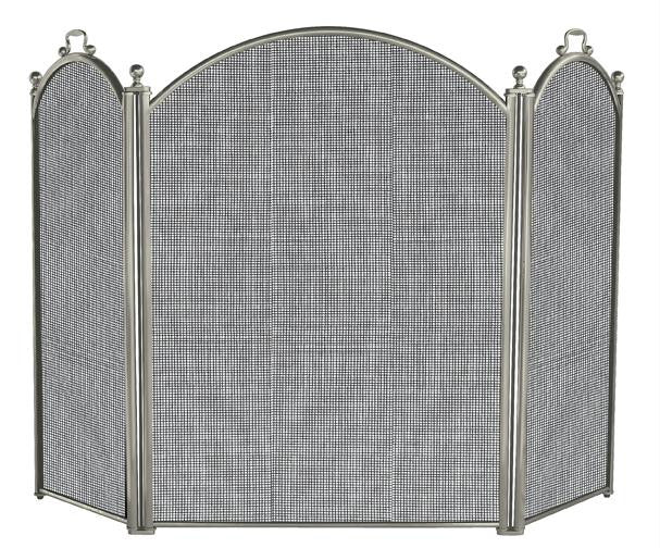 3 Panel Satin Pewter Large Diameter Folding Screen