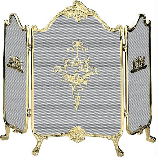 3 Fold Ornate Fully Cast Solid Brass Screen