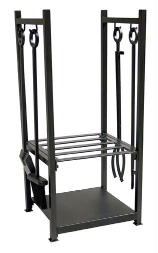 Black Wrought Iron Log Rack With Tools