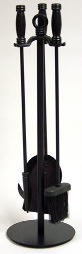 4 Piece Black Wrought Iron Fireset