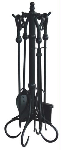 5 Pc Black Fireset With Heavy Crook Handles