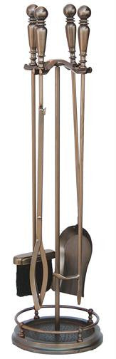 5 Pc Venetian Bronze Fireset W- Ball Handles