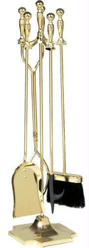 5 Pc. Polished Brass  Fireset (F-2191)