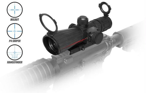 NcStar Mark III Tactical SRT Series 3-9x42 Rubber Compact with Red Laser Mil-Dot Scope